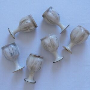 Lot of 6 vintage stoneware handmade goblets